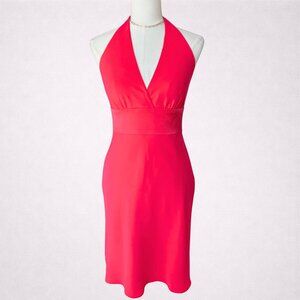 Jones New York Y2K Hot Pink Halter Evening Midi